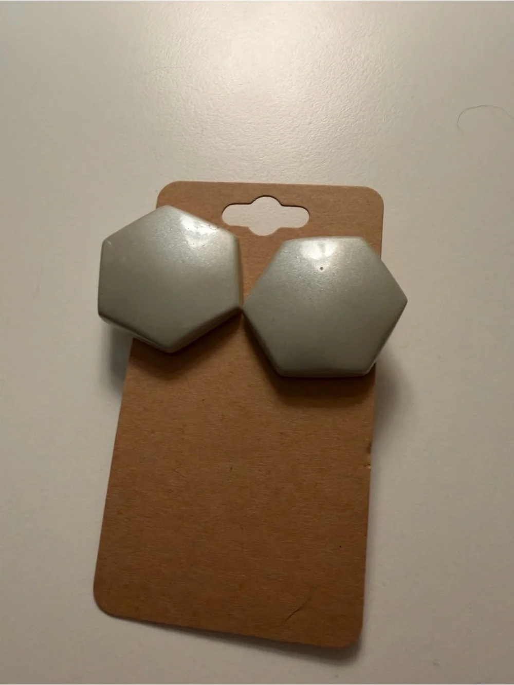 Source Unknown Hexagon Clip-On Earrings in Pale Silver